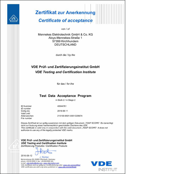 Zertifikat IECEE Stage 2 für MENNEKES