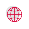Weltkugel-Icon als Symbol für internationale Vernetzung und globale Lösungen.