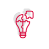 Glühbirnen-Icon mit Puzzleteilen als Symbol für intelligente Lösungen und innovative Konzepte.