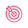 Zielscheiben-Icon mit Pfeil als Symbol für Zielorientierung und strategischen Fokus.