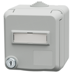 MENNEKES Cepex-Schutzkontakt-Wandsteckdose mit Schloss und Beschriftungsfeld, lichtgrau 4520