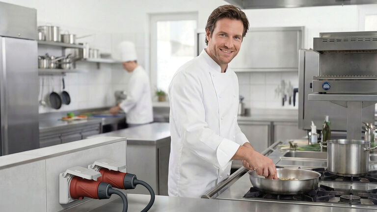 Imagebild Cepex-Anbausteckdosen in Großküchen