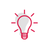 Icon einer leuchtenden Glühbirne als Symbol für Innovation und neue Ideen.